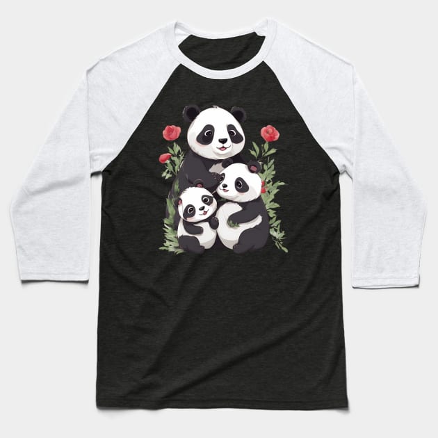 Panda Mum & Cubs Baseball T-Shirt by animegirlnft